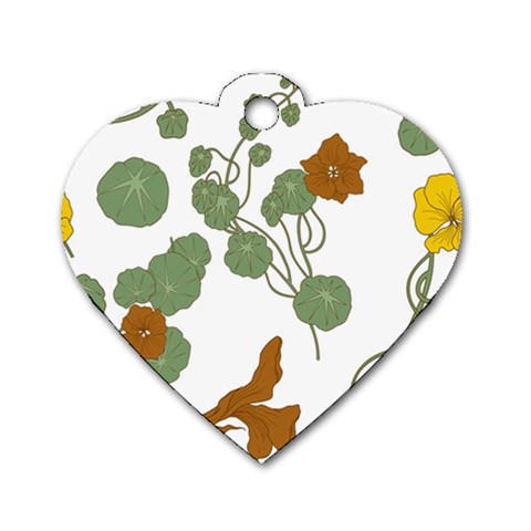 Nasturtium Flowers Plant Leaves Dog Tag Heart (One Side) from ArtsNow.com Front