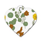 Nasturtium Flowers Plant Leaves Dog Tag Heart (One Side)