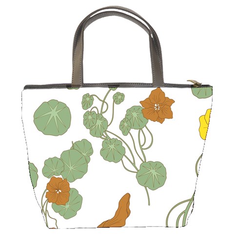 Nasturtium Flowers Plant Leaves Bucket Bag from ArtsNow.com Back