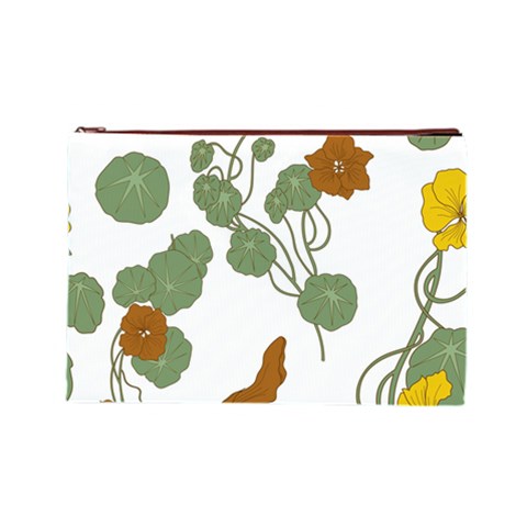 Nasturtium Flowers Plant Leaves Cosmetic Bag (Large) from ArtsNow.com Front