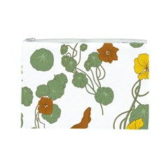 Nasturtium Flowers Plant Leaves Cosmetic Bag (Large) from ArtsNow.com Front