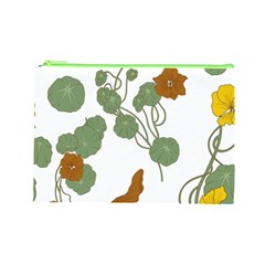 Nasturtium Flowers Plant Leaves Cosmetic Bag (Large) from ArtsNow.com Front