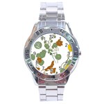 Nasturtium Flowers Plant Leaves Stainless Steel Analogue Watch