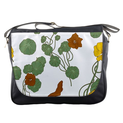 Nasturtium Flowers Plant Leaves Messenger Bag from ArtsNow.com Front