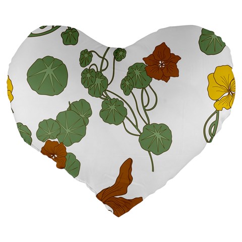 Nasturtium Flowers Plant Leaves Large 19  Premium Heart Shape Cushions from ArtsNow.com Back