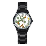 Nasturtium Flowers Plant Leaves Stainless Steel Round Watch