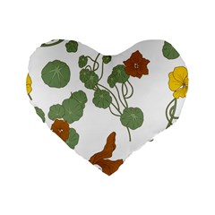 Nasturtium Flowers Plant Leaves Standard 16  Premium Flano Heart Shape Cushions from ArtsNow.com Front