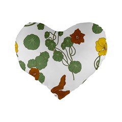 Nasturtium Flowers Plant Leaves Standard 16  Premium Flano Heart Shape Cushions from ArtsNow.com Back