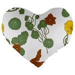 Nasturtium Flowers Plant Leaves Large 19  Premium Flano Heart Shape Cushions