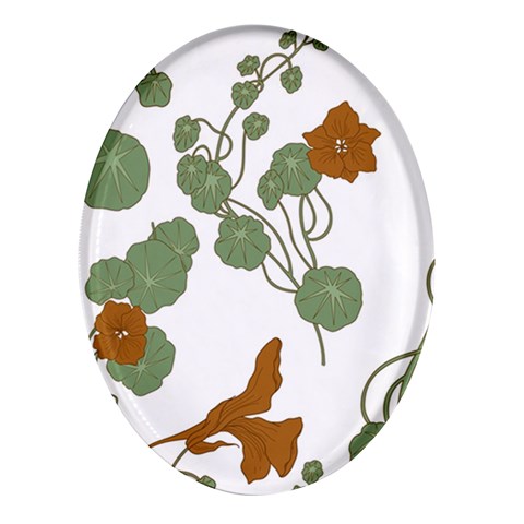 Nasturtium Flowers Plant Leaves Oval Glass Fridge Magnet (4 pack) from ArtsNow.com Front