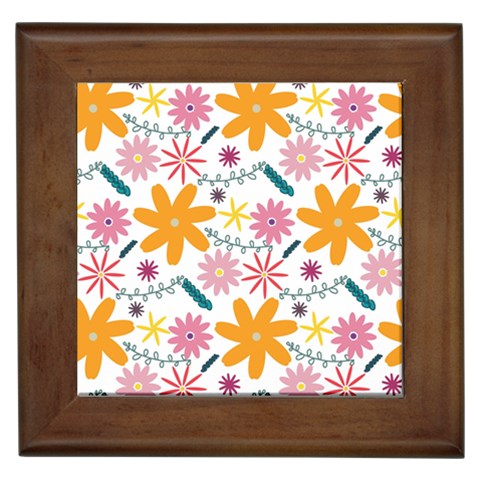 Pattern Background Vintage Floral Framed Tile from ArtsNow.com Front