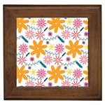 Pattern Background Vintage Floral Framed Tile