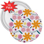 Pattern Background Vintage Floral 3  Buttons (10 pack) 