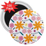 Pattern Background Vintage Floral 3  Magnets (100 pack)