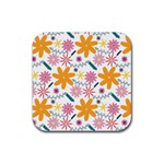 Pattern Background Vintage Floral Rubber Coaster (Square)