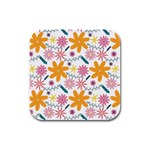 Pattern Background Vintage Floral Rubber Square Coaster (4 pack)