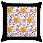 Pattern Background Vintage Floral Throw Pillow Case (Black)