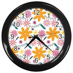 Pattern Background Vintage Floral Wall Clock (Black)