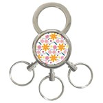 Pattern Background Vintage Floral 3-Ring Key Chain