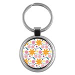 Pattern Background Vintage Floral Key Chain (Round)