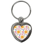 Pattern Background Vintage Floral Key Chain (Heart)