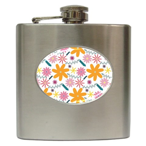 Pattern Background Vintage Floral Hip Flask (6 oz) from ArtsNow.com Front