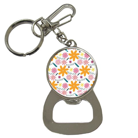 Pattern Background Vintage Floral Bottle Opener Key Chain from ArtsNow.com Front