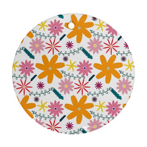 Pattern Background Vintage Floral Round Ornament (Two Sides) from ArtsNow.com Front