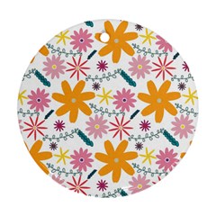 Pattern Background Vintage Floral Round Ornament (Two Sides) from ArtsNow.com Front