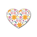 Pattern Background Vintage Floral Rubber Coaster (Heart)