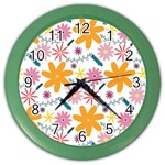 Pattern Background Vintage Floral Color Wall Clock