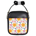 Pattern Background Vintage Floral Girls Sling Bag