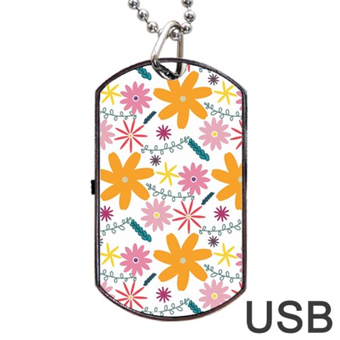 Pattern Background Vintage Floral Dog Tag USB Flash (One Side) from ArtsNow.com Front