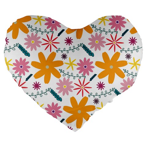 Pattern Background Vintage Floral Large 19  Premium Heart Shape Cushions from ArtsNow.com Front