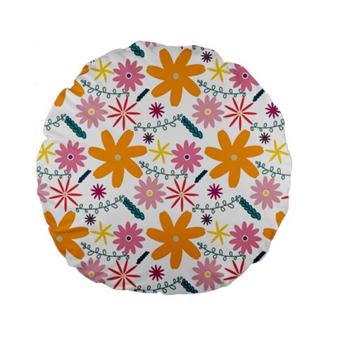 Pattern Background Vintage Floral Standard 15  Premium Flano Round Cushions from ArtsNow.com Front