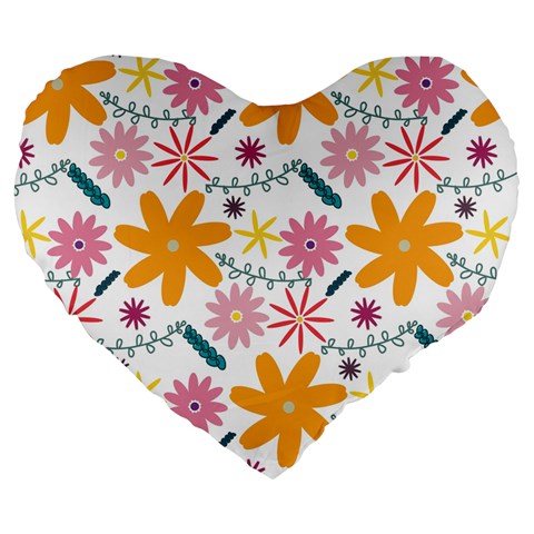 Pattern Background Vintage Floral Large 19  Premium Flano Heart Shape Cushions from ArtsNow.com Front