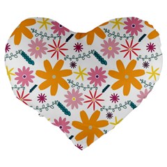 Pattern Background Vintage Floral Large 19  Premium Flano Heart Shape Cushions from ArtsNow.com Back