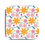 Pattern Background Vintage Floral Square Metal Box (Black)