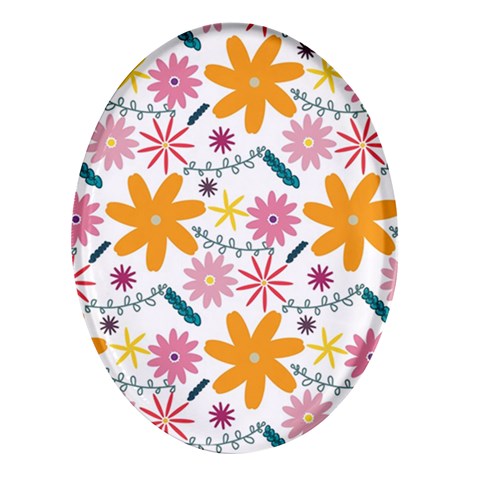 Pattern Background Vintage Floral Oval Glass Fridge Magnet (4 pack) from ArtsNow.com Front