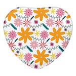 Pattern Background Vintage Floral Heart Glass Fridge Magnet (4 pack)