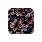 Flowers Floral Pattern Design Rubber Coaster (Square)