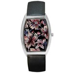 Flowers Floral Pattern Design Barrel Style Metal Watch