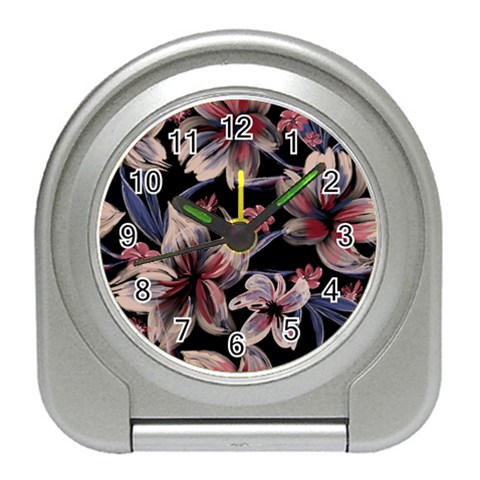 Flowers Floral Pattern Design Travel Alarm Clock from ArtsNow.com Front