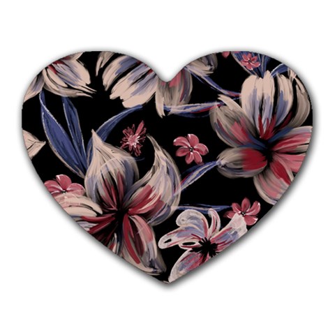 Flowers Floral Pattern Design Heart Mousepad from ArtsNow.com Front