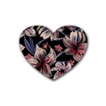 Flowers Floral Pattern Design Rubber Heart Coaster (4 pack)