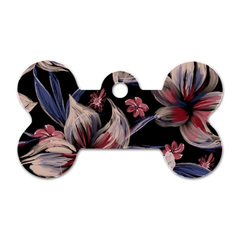 Flowers Floral Pattern Design Dog Tag Bone (One Side) from ArtsNow.com Front