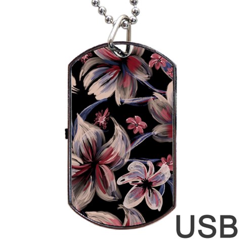 Flowers Floral Pattern Design Dog Tag USB Flash (Two Sides) from ArtsNow.com Front