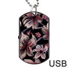 Flowers Floral Pattern Design Dog Tag USB Flash (Two Sides) from ArtsNow.com Front