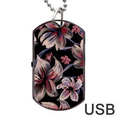 Flowers Floral Pattern Design Dog Tag USB Flash (Two Sides) from ArtsNow.com Back