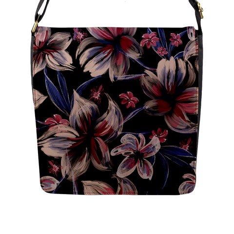 Flowers Floral Pattern Design Flap Closure Messenger Bag (L) from ArtsNow.com Front